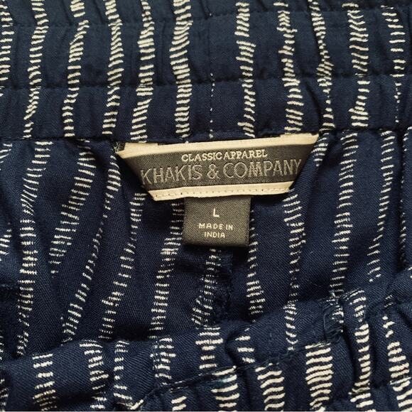 Khakis & Company Pants Blue White Striped Tie Waist Pockets Casual Ankle Large - Picture 2 of 12